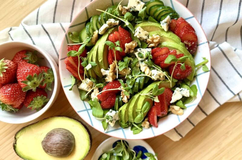 Strawberry Avocado with Walnuts and Blue Cheese Salad